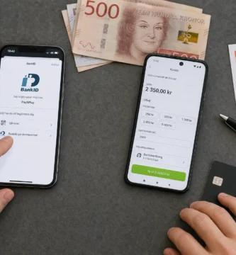 Händer vid ett bord använder BankID, bankkort och en casinokassa för att visa hur PayNPlay och konto skiljer sig.